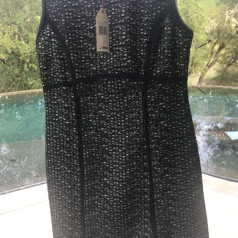 Black Dress Black & White Mesh Polyester NWT Women’s Large